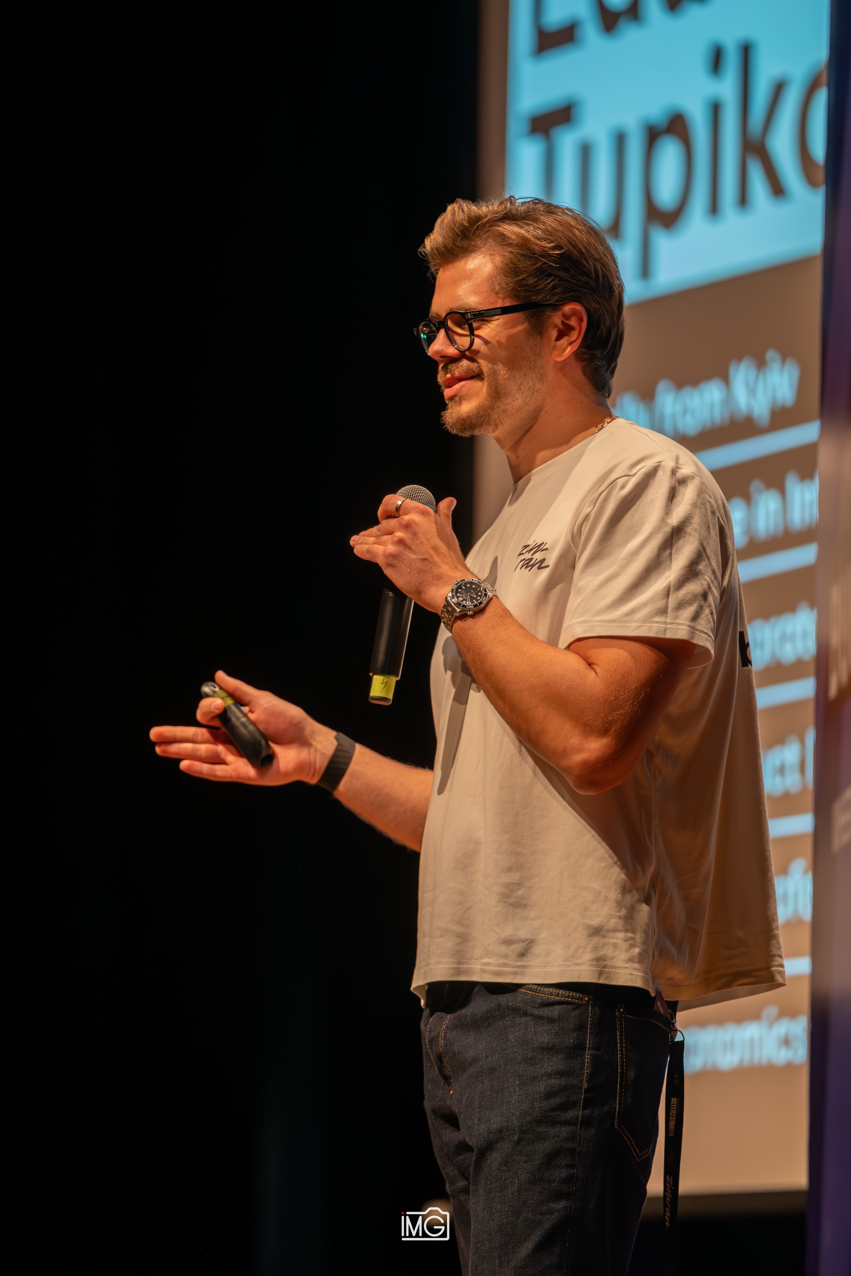 A speaker presenting the challenge